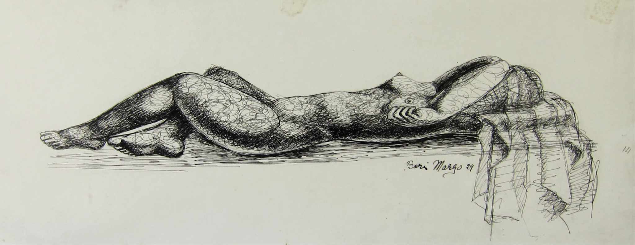 Boris Margo - Untitled (Reclining Nude) - 1929 ink on paper