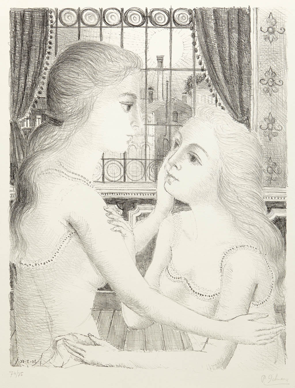 Paul Delvaux - Le Secret - 1966 lithograph